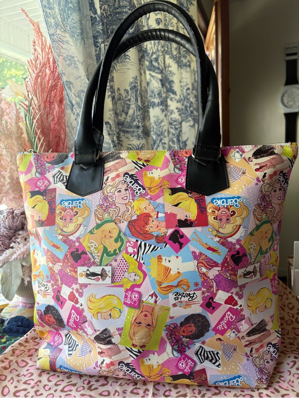 Barbie 50th Anniversary Multicolor Graphic Tote Bag by